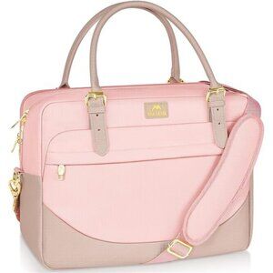 Pink Laptop Bag for Women 15.6 Inch Water Resistant Messenger Tote School Work